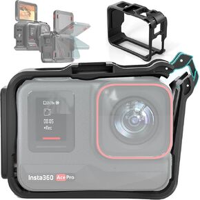 Frame Cage for Insta360 Ace Pro 2/Ace Pro, Support Horizontal and Vertical Shooting, Action Camera Frame with Mounting Claw and Cold Shoe