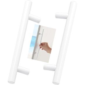 Cupboard Handles,Aluminum Alloy Kitchen Cabinet Door Handle,2 Packs Cabinet Pulls Aluminium alloy Drawer Knobs,Pulls White Handle Straight T-shape Cupboard Handles,Kitchen Door Levers for Bathroom,Clo in Kuwait