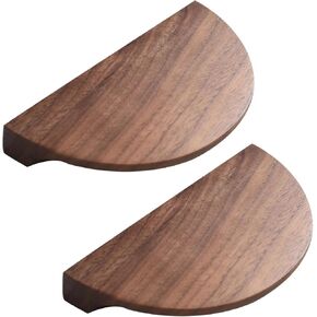Cupboard Handles,Aluminum Alloy Kitchen Cabinet Door Handle,2 Packs Cabinet Pulls Walnut Wood Cupboard Handles Semi-Circular Drawer Knobs Half-Moon Kitchen Door Levers for Bathroom,Closet,Wardrobe(15c
