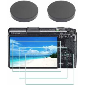 Screen Protector+ Lens Cap for Ricoh GR III/GR III X Camera, 0.3mm Ultra-Clear 9H Hardness Tempered Glass Flim