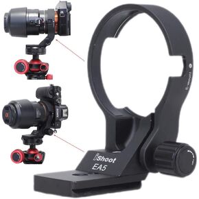 iShoot CNC Metal Tripod Mount Ring Lens Collar Compatible with Sony LA-EA5 Mount Converter Adapter Ring, Lens Support Holder Bracket Bottom is Arca-Swiss Fit Quick Release Plate Feature