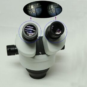 Microscope Binocular Continuous Zoom 7X-45X Trinocular Stereo Microscope Head Simul-Focal Industrial Microscope WF10X 20mm Eyepiece Lens
