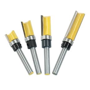 4 Pcs Pattern Flush Trim Router Bits with 1/4 Inch Shank, 1/2 Inch Diameter Carbide Bearing Flush Trim Router Bits(Yellow)