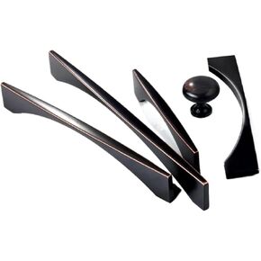 Kitchen Cabinet Handles Black Bronze Zinc Alloy Cupboard Door Pulls and Knobs Drawer Furniture Handle Hardware 9009 2Pcs(Black Bronze 320mm)