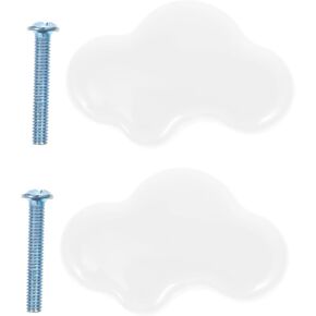VICASKY 1set Cartoon Cloud Handle Decorative Ceramic Knobs for Wardrobe Cabinet and Drawer Artistic Design for Boys and Girls Rooms Easy Installation