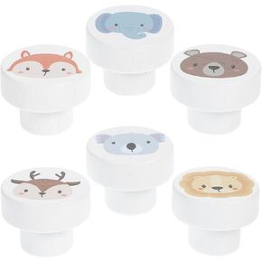 ARTIBETTER 6pcs Boys and Girls Wooden Animal Drawer Knobs Cute Cabinet Handles for Boys and Girls Room Decorative Pulls Charming Animal Pattern Design for Dressers and Wardrobes