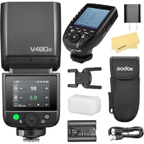 Godox V480C V480 C Camera Flash with Godox XProC XPro-C Flash Trigger for Canon Camera Flash Speedlite Light,650 Full-Power Flashes,2.4G HSS 1/8000s,1.7s Recycle Time,7.2V/2200mAh Li-ion Battery,GN50