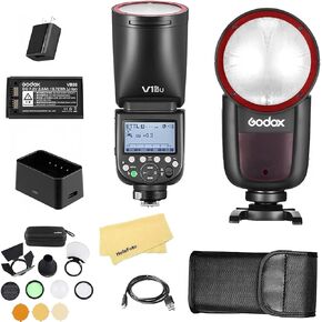 Godox V1 V1-CU V1C U Camera Flash with Godox V1 Pro CU +AK-R1 Accessories Kit for Canon Cameras,76Ws 2.4G TTL 1/8000 HSS,480 Full Power Shots,1.5s Recycle Time,2980mAh Li-ion Battery