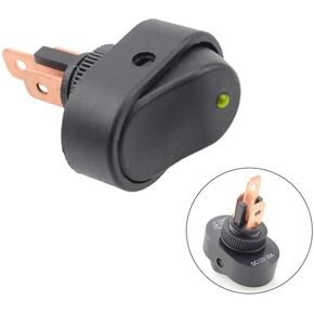 ASW-20D 30A 12VDC Car Boat Auto Push Button On Off with Dot LED Light Illuminated Red Green Blue Yellow Rocker Switch(Blue)