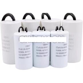 Electronic Starter Run Capacitor CBB60 450V AC Start Capacitor 5% 3UF/4UF/5UF/6UF/7UF/8UF/10UF/12/14/15/16/18/20/25UF for Washing Machines(6UF 450V)
