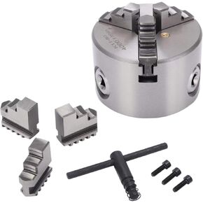 K11 Series 80mm High-Precision Lathe Chuck With Flange Mounting, Dual Jaw Set,Quench-Hardened For Wood & Metal Machining, Professional-Grade Tool Stability