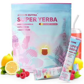 Zoone Super Yerba Mate Teapowder الفوري مع Prebiotics & Probiotics. Raspberry Lemonade Flass