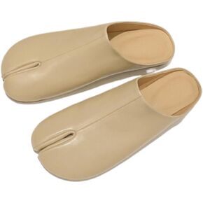 Tabi Shoes Leather Split Toe Cute Slip On for Women Girls - Retro Trendy Casual Slippers Comfortable Walking Lightweight Loafers Female Solid All-Match for Daily Wear Beach Travel Standing All Day