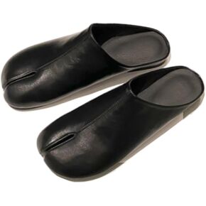 Tabi Shoes Leather Split Toe Cute Slip On for Women Girls - Retro Trendy Casual Slippers Comfortable Walking Lightweight Loafers Female Solid All-Match for Daily Wear Beach Travel Standing All Day in Kuwait