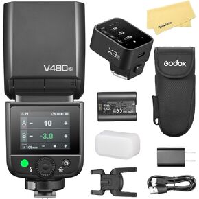 Godox V480S V480 S TTL Camera Flash with Godox X3-S X3S Flash Trigger for Sony Camera Flash Speedlite Light,GN50,7.2V/2200mAh Li-ion Battery,2.4G HSS 1/8000s,650 Full-Power Flashes,1.7s Recycle Time