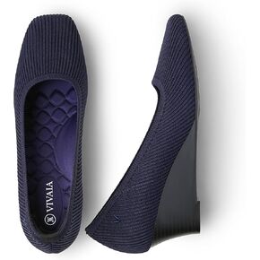 VIVAIA Margot Wedge Women's Square Toe Wedge Pumps Shoes Comfortable 2.16" Wedge Heels Pumps with Arch Support