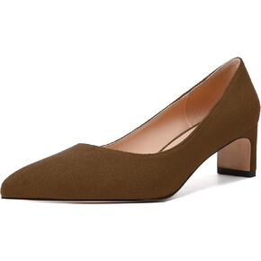WAYDERNS Womens Solid Pointed Toe Slip On Dress Suede Wedding Chunky Low Heel Pumps Shoes 2 Inch