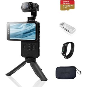ORDRO M5 5K Handheld Video Camera Vlogging Camcorder 3.5-inch Rotating Touch Screen 3-Axis Stabilization IR Night Vision WDR Face Follow 120 ° Wide Angle Long Battery Life (Vlog Combo)