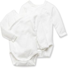 Petit Bateau Pack من 2 للجنسين الولادة الطفل عادية الأكمام طويلة الأكمام النمط 15081-54218 أحجام NB-36 أشهر (حجم 3 أشهر نمط 15081) أبيض