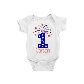 Fourth of July first birthday outfit baby boy or girl personalized name 4th of July shirt or bodysuit summer themed birthday party