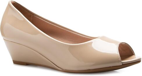 Olivia K Womens Classic Open Toe Kitten Heel Wedges | Dress, Work, Party Low Heeled in Saudi Arabia