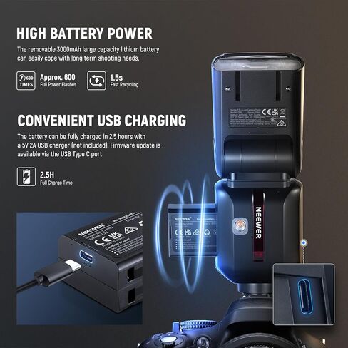 Neewer Z880-C 76WS 2.4G TTL Flash Speedlite متوافق مع Canon ، Diffuser والمحول ، واجهة المستخدم المطورة ، مصباح النمذجة ، TTL/M مفتاح سريع ، GN60 1/8000S HSS in Saudi Arabia