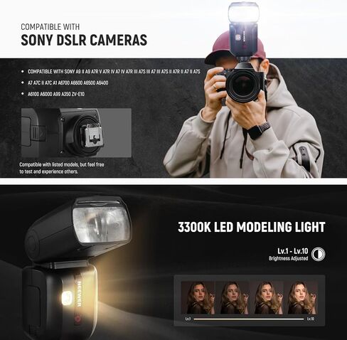 Neewer Z880-C 76WS 2.4G TTL Flash Speedlite متوافق مع Canon ، Diffuser والمحول ، واجهة المستخدم المطورة ، مصباح النمذجة ، TTL/M مفتاح سريع ، GN60 1/8000S HSS in Saudi Arabia