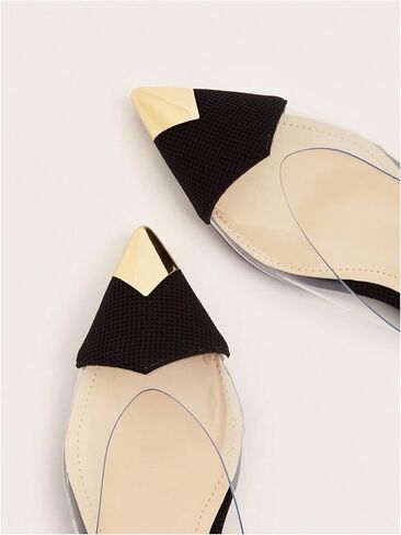 OYOANGLE Women's Metallic Transparent PVC Pointed Toe Flat Shoes Slip On Casual Outdoor Flat Mules in Kuwait