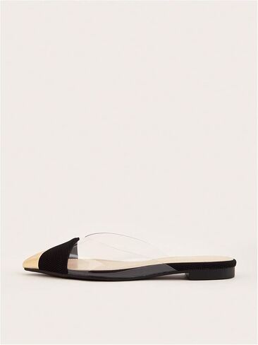 OYOANGLE Women's Metallic Transparent PVC Pointed Toe Flat Shoes Slip On Casual Outdoor Flat Mules in Kuwait