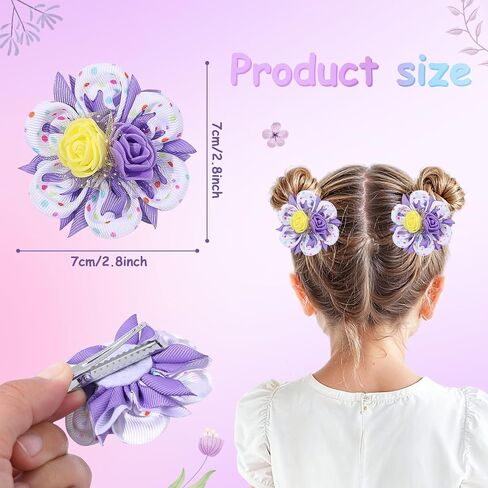 TOKUFAGU 6PCS Hair Bows for Girls, Flower Hair Clips Hair Accessories for Girls Toddler Bow with Alligator Clips for Kids Child Teens (Ice cream color) in Saudi Arabia