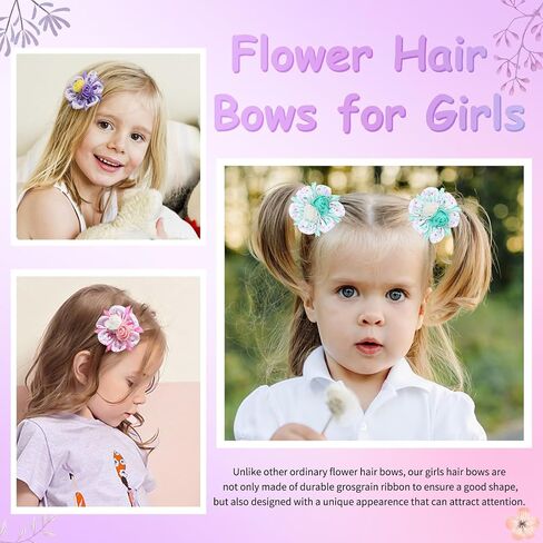 TOKUFAGU 6PCS Hair Bows for Girls, Flower Hair Clips Hair Accessories for Girls Toddler Bow with Alligator Clips for Kids Child Teens (Ice cream color) in Saudi Arabia