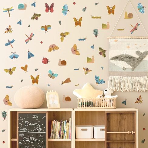 Cute Insect Wall Decals Cartoon Insects Stickers Small Animal Butterfly Dragonfly Snail Bug Decals Nursery Decor Peel and Stick Watercolor Boho Wall Stickers for Kids Room Baby Bedroom in Saudi Arabia