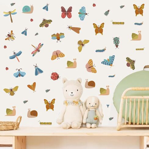 Cute Insect Wall Decals Cartoon Insects Stickers Small Animal Butterfly Dragonfly Snail Bug Decals Nursery Decor Peel and Stick Watercolor Boho Wall Stickers for Kids Room Baby Bedroom in Saudi Arabia