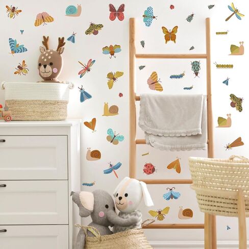Cute Insect Wall Decals Cartoon Insects Stickers Small Animal Butterfly Dragonfly Snail Bug Decals Nursery Decor Peel and Stick Watercolor Boho Wall Stickers for Kids Room Baby Bedroom in Saudi Arabia
