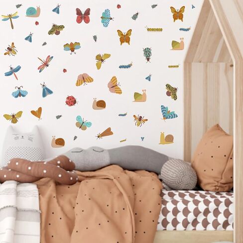 Cute Insect Wall Decals Cartoon Insects Stickers Small Animal Butterfly Dragonfly Snail Bug Decals Nursery Decor Peel and Stick Watercolor Boho Wall Stickers for Kids Room Baby Bedroom in Saudi Arabia