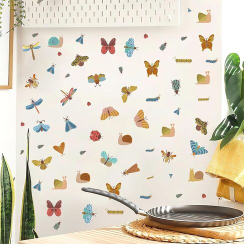 Cute Insect Wall Decals Cartoon Insects Stickers Small Animal Butterfly Dragonfly Snail Bug Decals Nursery Decor Peel and Stick Watercolor Boho Wall Stickers for Kids Room Baby Bedroom in Saudi Arabia