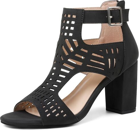 LinnOaks Heeled Sandals For Women 2025 Chunky Open Toe Bohemian Cutout Block Heel Summer Dressy Sandals in Saudi Arabia