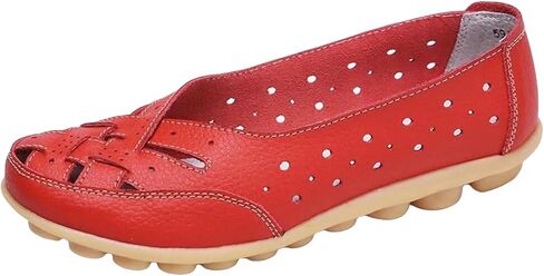 Womens Orthopedic Loafers in Breathable Leather Comfortable Hollow Soft Flats Sandals Summer Casual Slip-On Shoes Cutout Sole Slide Sports 2025 Comfort Sandals Out Round Toe Fashion Loafer in Saudi Arabia