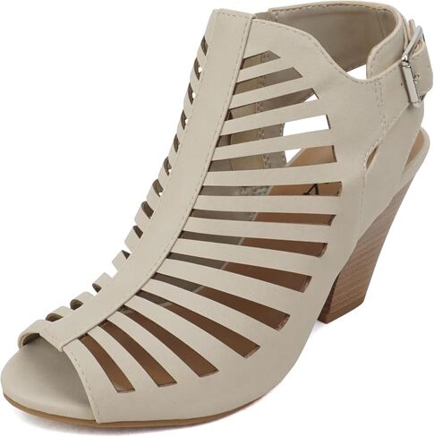 Soda Shaky ~ Women Open Toe High Cone Heel Gladiator Sandal with Adjustable Ankle Strap in Saudi Arabia