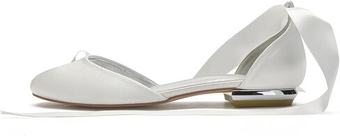 ADMLZQQ Ballet Flats Women Satin Comfortable Closed Toe Ribbon Tie Flats Shoes for Bride Round Toe Prom Evening Bridal Party Dress Flats in Saudi Arabia