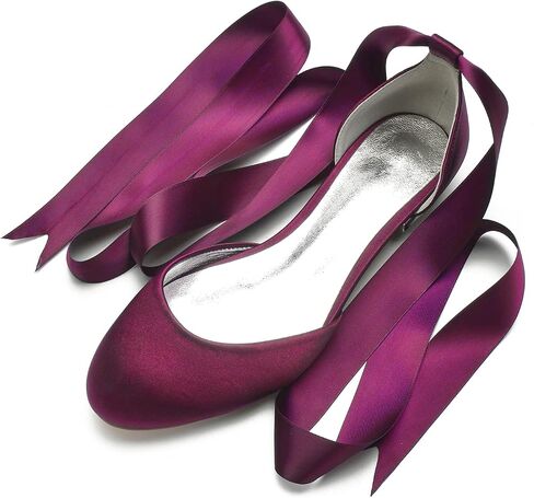 ADMLZQQ Ballet Flats Women Satin Comfortable Closed Toe Ribbon Tie Flats Shoes for Bride Round Toe Prom Evening Bridal Party Dress Flats in Saudi Arabia
