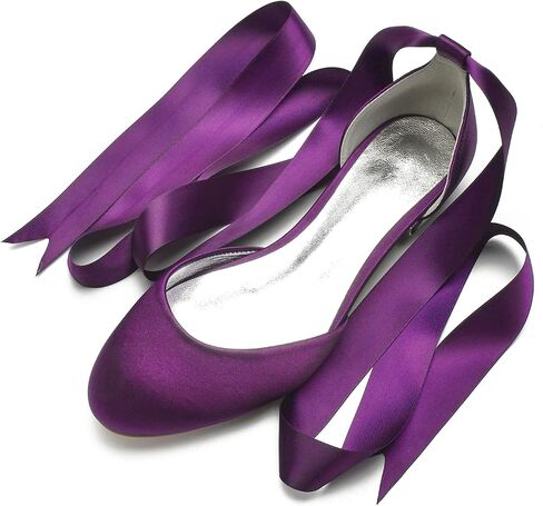 ADMLZQQ Ballet Flats Women Satin Comfortable Closed Toe Ribbon Tie Flats Shoes for Bride Round Toe Prom Evening Bridal Party Dress Flats in Saudi Arabia