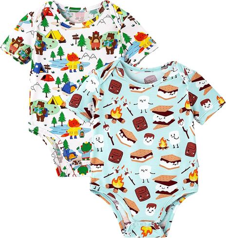 bodysuit حديثي الولادة للجنسين بُسى الأطفال الرضيع بويت بنت قصيرة الأكمام بيجاماس 2-pack sleepwear pj bamboo viscose in Saudi Arabia