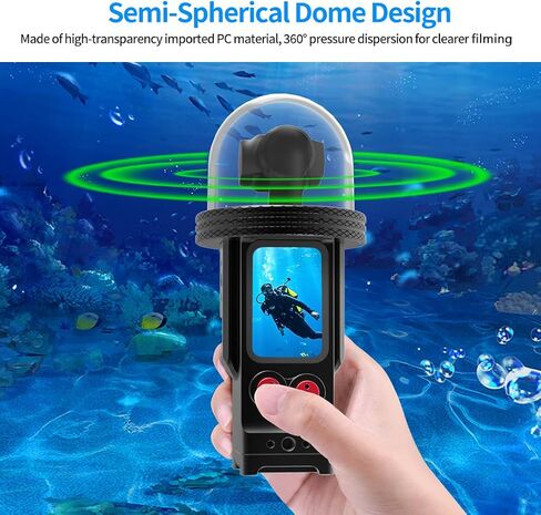 80M Underwater Diving Housing Shell Compatible with Pocket 3, Camera Protective Waterproof Dive Case with1/4 Hole Cold Shoe (with 1 inch Magnetic Ball Head) in Kuwait