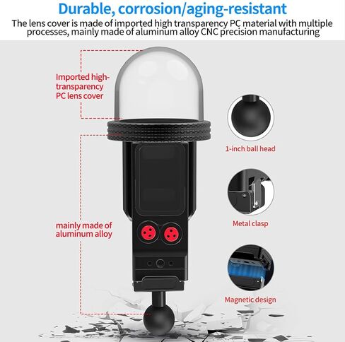 80M Underwater Diving Housing Shell Compatible with Pocket 3, Camera Protective Waterproof Dive Case with1/4 Hole Cold Shoe (with 1 inch Magnetic Ball Head) in Kuwait