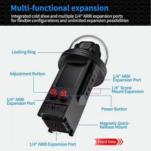 80M Underwater Diving Housing Shell Compatible with Pocket 3, Camera Protective Waterproof Dive Case with1/4 Hole Cold Shoe (with 1 inch Magnetic Ball Head) in Kuwait