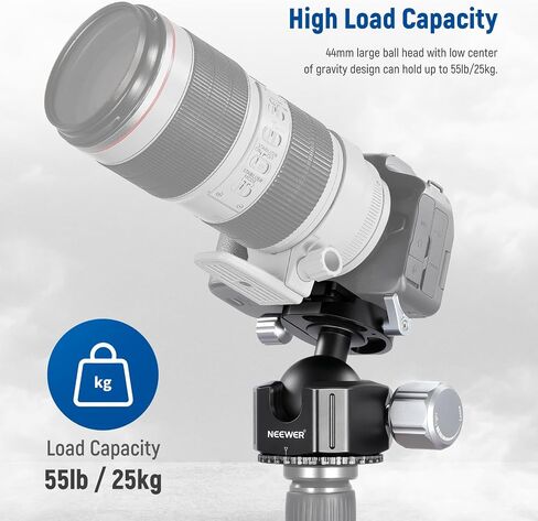 NEEWER 44 mm Low Profile Ball Head Tripod Head, Heavy Duty CNC Aluminium Alloy with Double 360° Panorama & 1/4 Inch Screw Arca Type QR Plate for DSLR Camera, Camcorder, Tripod, Monopod, Max. Load 25 in Saudi Arabia