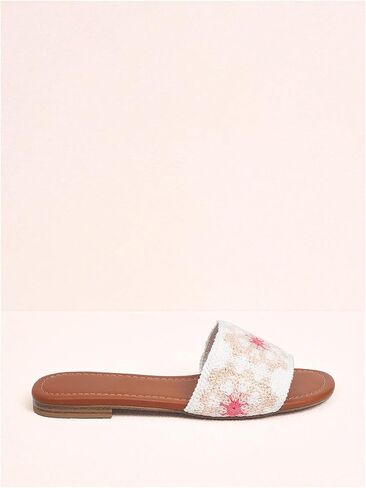 Gorglitter Women's Summer Beach Floral Crochet Sandals 2025 Flats Boho Facilt Shoes Open Tee Slides in Saudi Arabia