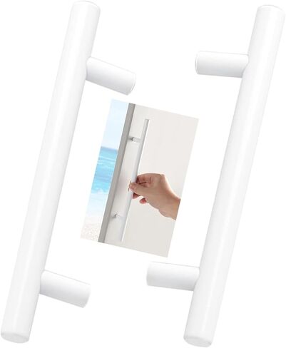 Cupboard Handles,Aluminum Alloy Kitchen Cabinet Door Handle,2 Packs Cabinet Pulls Aluminium alloy Drawer Knobs,Pulls White Handle Straight T-shape Cupboard Handles,Kitchen Door Levers for Bathroom,Clo in Kuwait