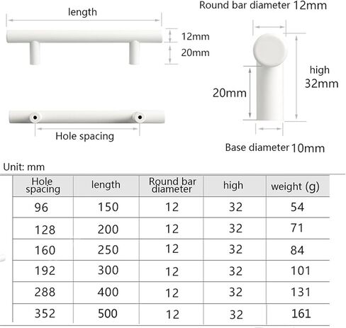 Cupboard Handles,Aluminum Alloy Kitchen Cabinet Door Handle,2 Packs Cabinet Pulls Aluminium alloy Drawer Knobs,Pulls White Handle Straight T-shape Cupboard Handles,Kitchen Door Levers for Bathroom,Clo in Kuwait